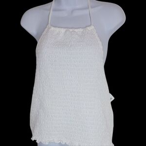 Old Navy Smocked White Halter Top Size XL